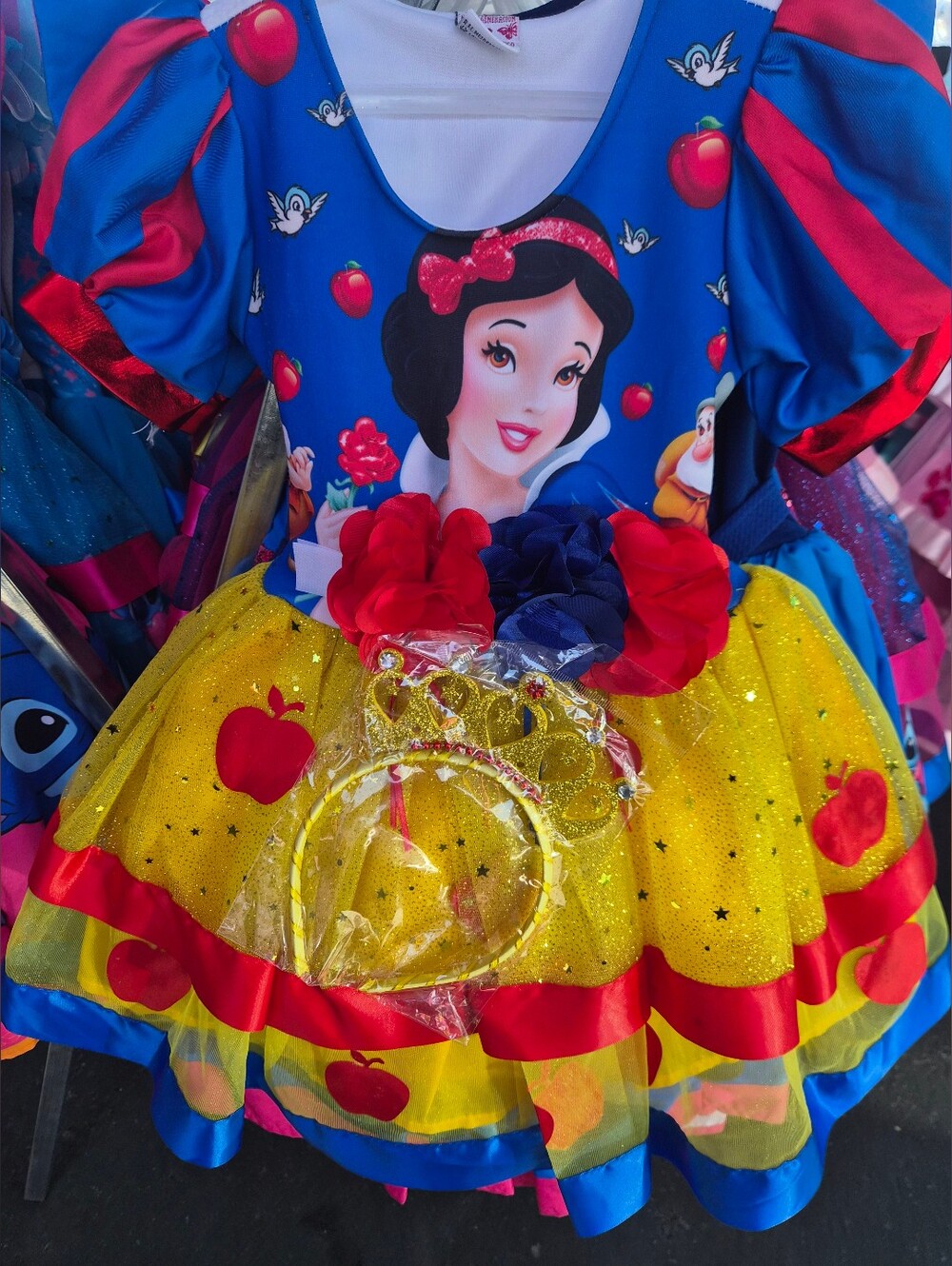 Blue & Yellow Snow Princess Kids Costume with Red Accents